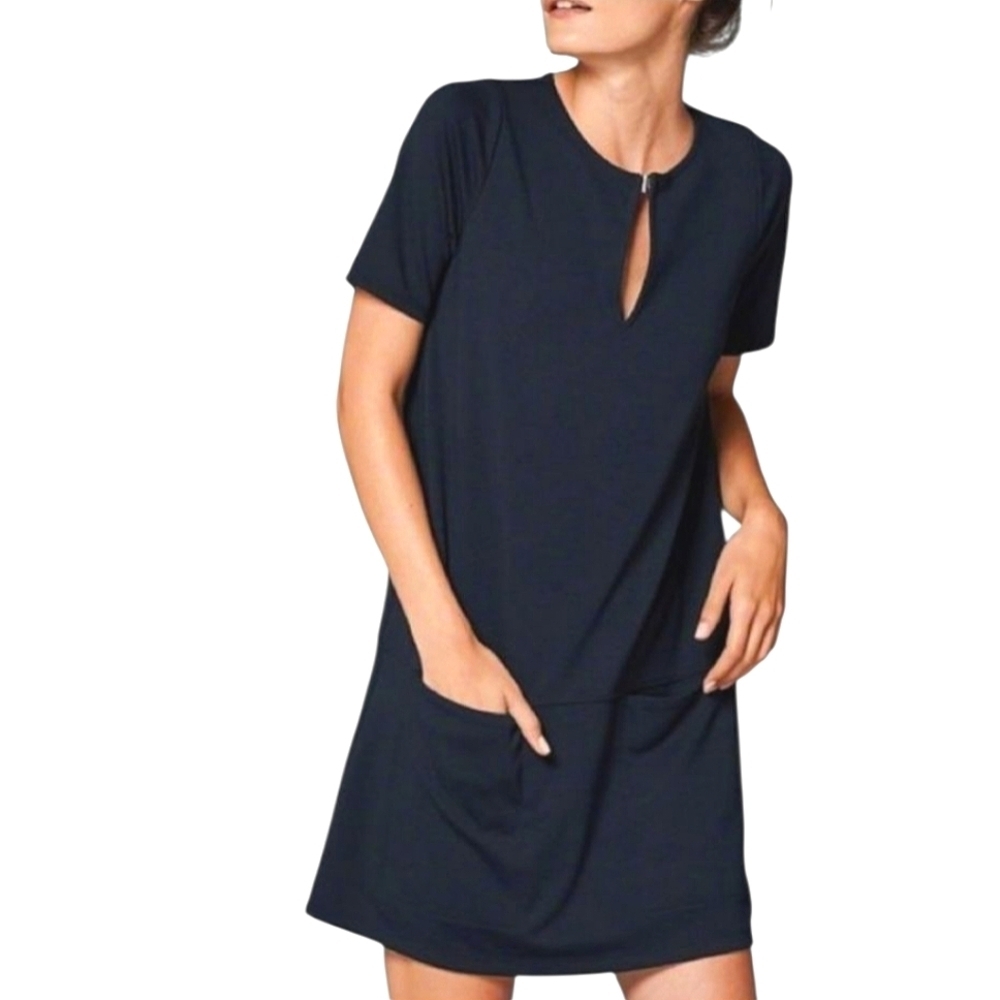 ABERCROMBIE AND FITCH Blue Ponte Short Sleeve Midi Dress Size XS